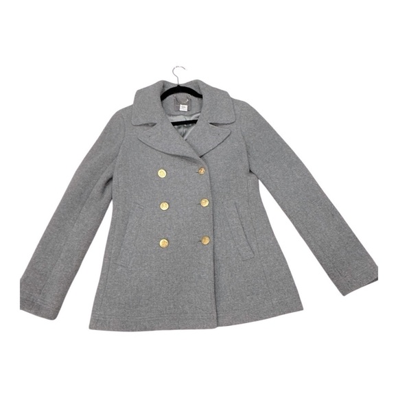 J. Crew Stadium Cloth Nello Gori Pea Coat Double Breasted Gold Buttons size 6 T - Picture 6 of 14